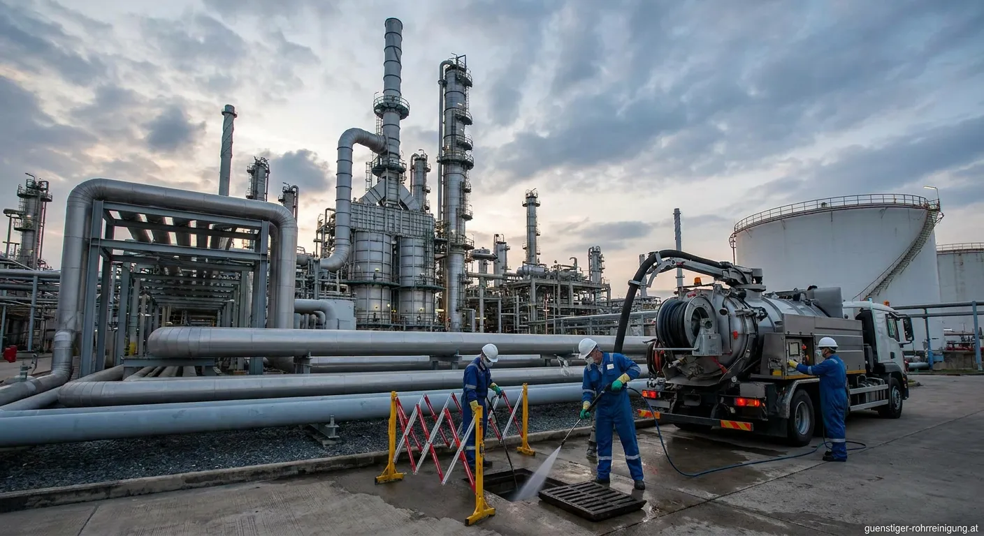 Industrielle Rohrreinigungsanlage in einer Raffinerie