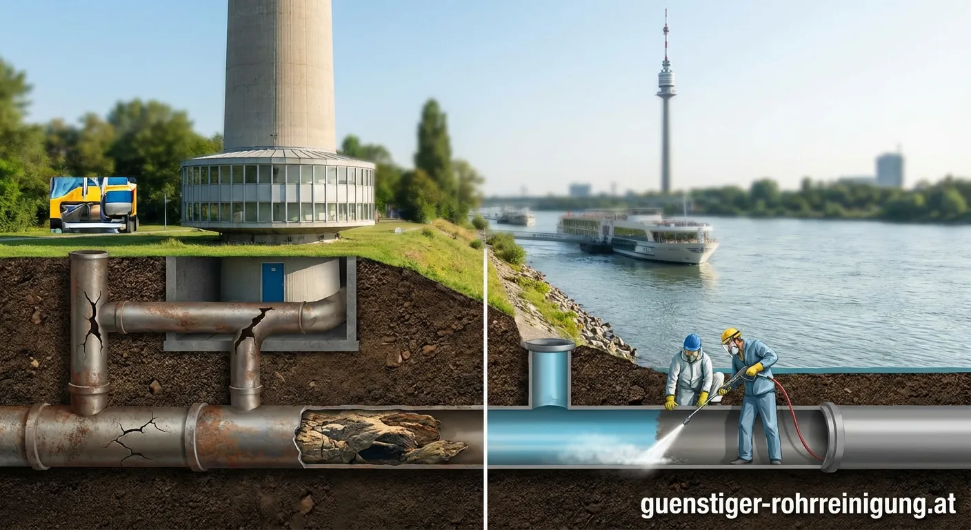 Donauturm Wien mit Blick auf Abwasserinfrastruktur