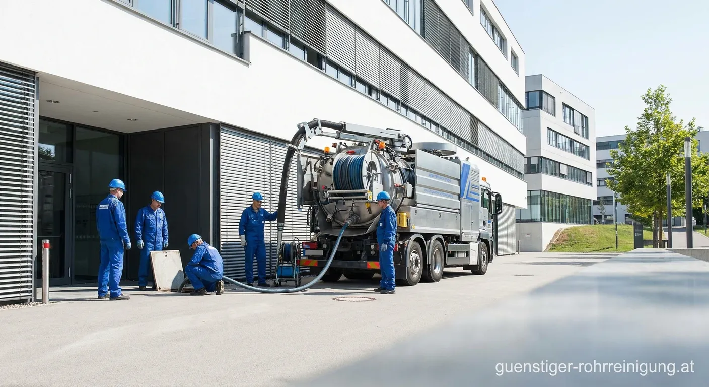Professionelle Rohrreinigung an einer Wirtschaftsuniversität mit moderner Ausrüstung