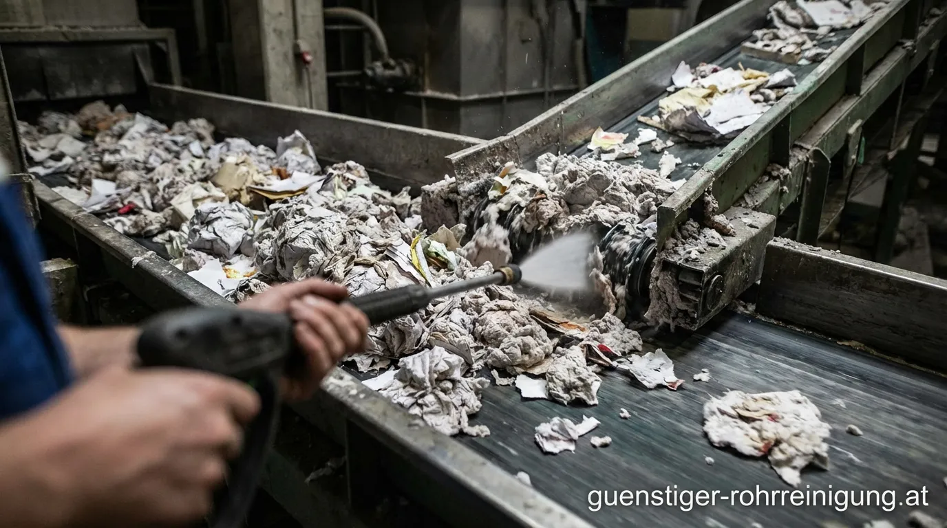 Rohrleitungssystem in einer modernen Papierfabrik mit Wartungsarbeiten